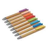 50 Bolígrafo Bio Bamboo C/clip Colores Y Puntera Metalizada