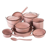 Batería De Cocina Peltre Rubí 11 Piezas Rosa Cinsa 317804