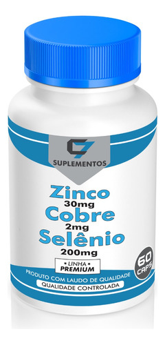 Zinco 30mg + Cobre 2mg + Selenio Quelato 200mcg C/60 Cps