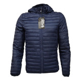 Campera Hombre Costura Soft Rompe Viento Capucha Desmontable