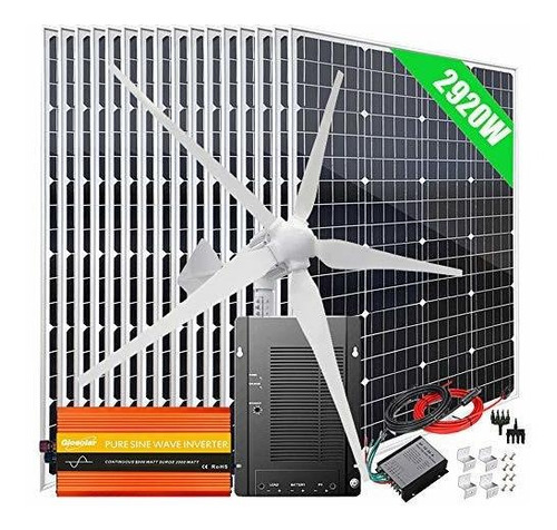 Paneles Solares - 2920w Wind Solar Kit Off Grid System 48v B