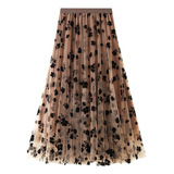 Gift Women's Long Tulle Tutu A Skirt 3d Flowers
