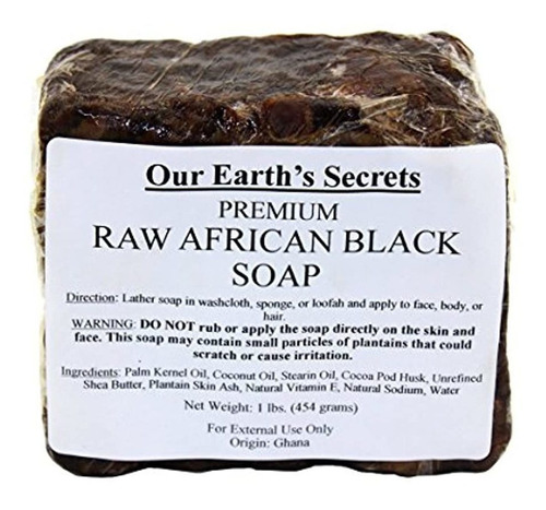 Jabón Negro Our Earth's Secrets Crudo Africano, 1 Libra
