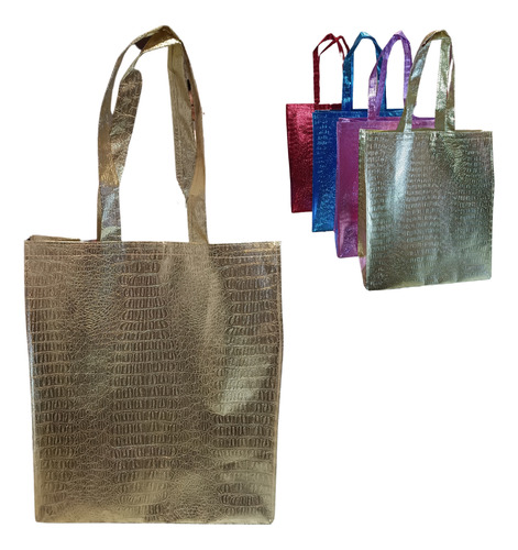 20 Pack Bolsas Reutilizables Metalicas Texturizada Doradas