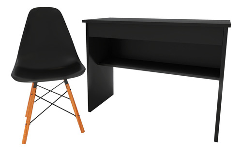 Combo Cadeira + Escrivaninha Industrial P/ Home Office Preto