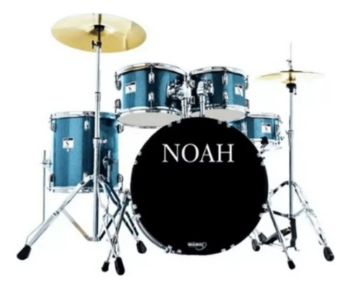 Bateria Acústica Noah Sc5 Blue Sparkle Bumbo 20 Completa