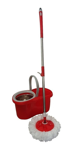 Balde Spin Mop Vermelho 360° Inox Trava Gatilho On / Off