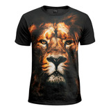 Camiseta Básica Leão Juda Animal Print 3d Lobo
