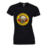 Baby Look Camiseta Feminina Algodão Guns Roses Banda Rock 