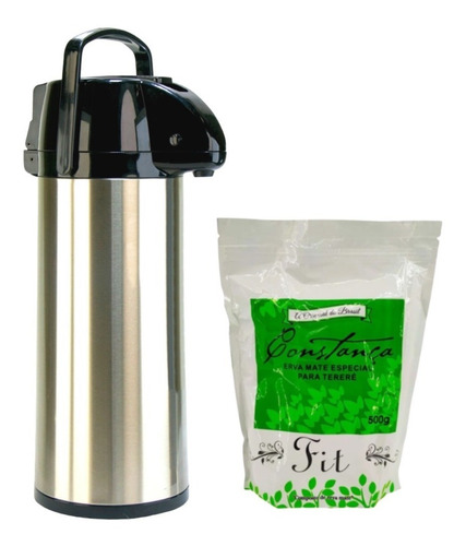 Kit Tereré Garrafa Térmica Inox 2,5 Lt + Erva Mate Constança