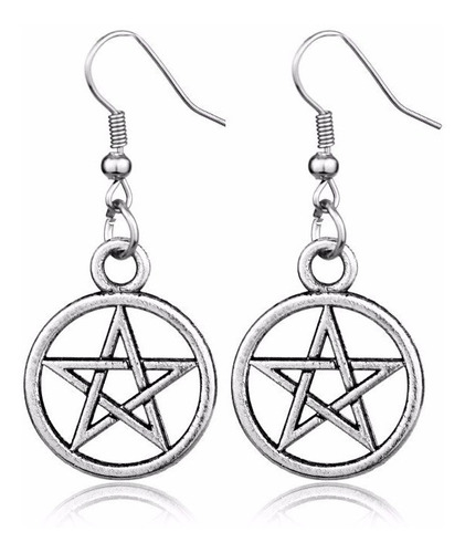 Brincos Pentagrama Wicca Supernatural  Prata Ou Bronze