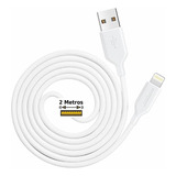 Cabo Carregador Usb 2 Metros Para iPhone 6 7 8 X 11 12 13 14