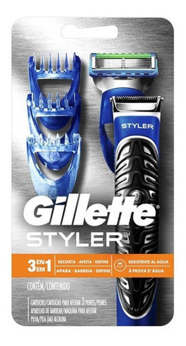 Barbeador Gillette Styler Proglider 3 Em 1 C/ Pentes + Nf