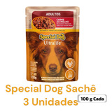 Special Dog Ultralife Adulto Carne 100g Sachê Cão Adulto 3un
