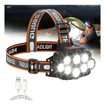 Duolutong Lámpara Cabeza 8 Led Usb Recargable, Linterna LED Minera Impermeable, Batería Integrada, Sensor Inducción, Ideal para Trabajo Nocturno, Emergencias, Camping y Minería Con 4 Modos Luz | MercadoLibre