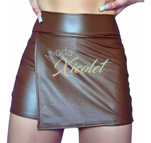 Falda Short Con Pinzas Eco Cuero / Mujer Sexy 