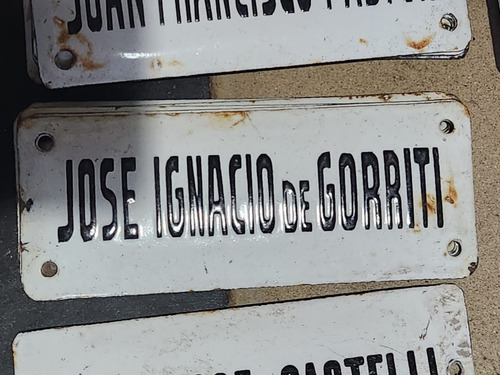 Cartel Antiguo Enlozado De Calle Jose Ignacio De Gorriti