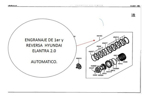Engranaje De 1er Y Rev. Hyundai Elantra 2.0  Automatico Foto 3