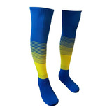 Meião Futebol Degradê Adulto Kit 25 Pares Azul Com Amarelo