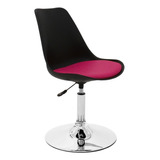 Silla Tulip Eames Negra Con Base Escritorio Color Fucsia Material Del Tapizado Cuero Sintético