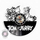 Reloj De Pared Elaborado En Disco Lp Ref. Tom And Jerry