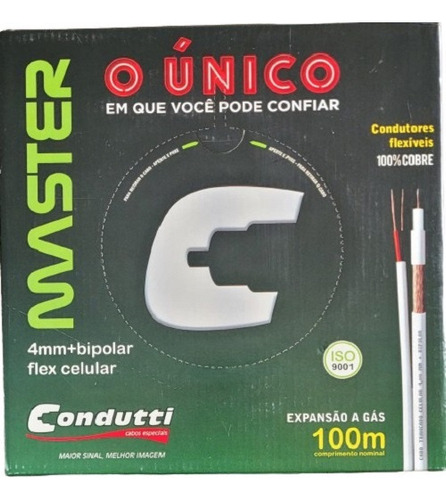 100 Metros Cabo Coaxial Tranç. 75r 4mm + Bipolar Flex 2x26