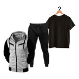 Kit Blusa De Frio Conjunto Moletom Casaco + Calça Agasalho