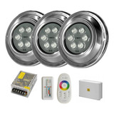 Kit 3 Luces Pile Fibra Led 20w Rgb + Tablero + Fuente +c Rem