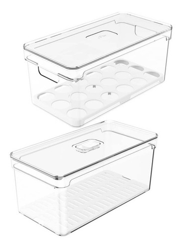 2 Organizadores De Geladeira Porta Ovos E Porta Legumes 5l Cor Branco