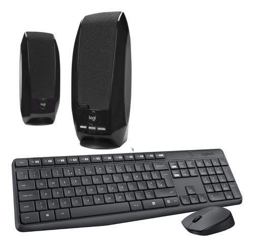 Kit Para Pc Teclado Mouse Inalambrico + Parlantes Logitech 