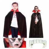 Disfraz Vampiro Niños: 1 Capa 80 Cm + Colmillos Las Condes