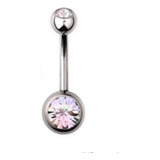 Piercing Umbigo 2 Zircônias Aço Cirurgico 316l 3 Tamanhos