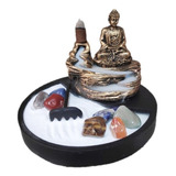 Jardim Zen Incensario Buda Cascata Pedra 7 Chakras + Brinde Cor Dourado-escuro Liso