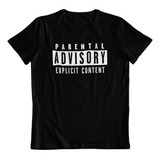 Polera Negra Algodon Estampado Dtf Parental Advisory Logo