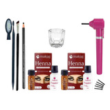 Kit Sobrancelha Profissional Henna Dapen Pincel Lapis Mixer