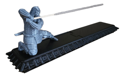  Porta Sahumerio Samurai Con Base Para Guardar Negro / Gris