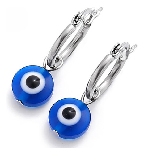 Par Aros Argolla 15mm Ojo Turco Azul Sintetico  A Q C:4356