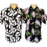 Kit 2 Camisa Floral Masculina Manga Curta Estampada Adulto