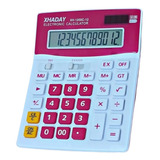 Calculadora Grande De Mesa Rosa E Branco Visor De 12 Dígitos