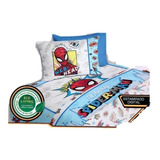 Sabanas Spiderman Marvel Individual Color Blanca Diseño De La Tela Web Head