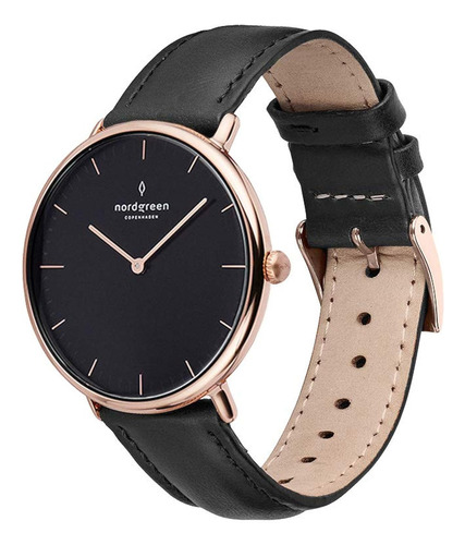 Native Scandinavian Reloj De Oro Rosa Con Esfera Negra