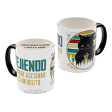 Mug Mágico Taza Tejiendo Asesinar Es Delito Gato Divertido