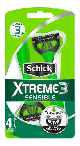 Rastrillos Desechables Schick Xtreme3 Piel Sensible Con 4 Máquinas