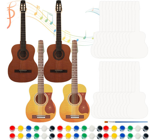 Leyndo Juego De 36 Guitarras De Papel De Cartón Para Niños, 