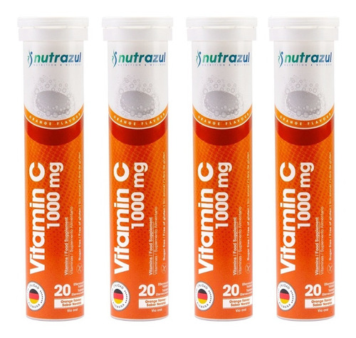 Vitaminas C Nutrazul - Pack 4 Unidades- 20 Tab. Eferves C/u 