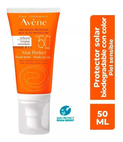 Protector Solar Mat Perfect Fluido Con Color Spf 50 Avene 