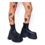 Botas De Moto Bat Black Punk Chunky Long Design