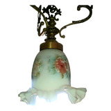 Lustre Luminária Teto Bronze Cúpula Porcelana Floral Vintage