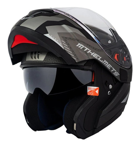 Casco Moto Rebatible Mt Atom Hybrid E2 Gris Mate