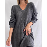 Maxi Sweater Lana Trenzado Oversize Talle Especial Mujer